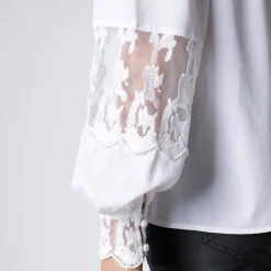 Feestoutfits Dames|Bloes En Tuniek<Blancheporte Bloes met kant en lange, bloezende mouwen gebroken wit
