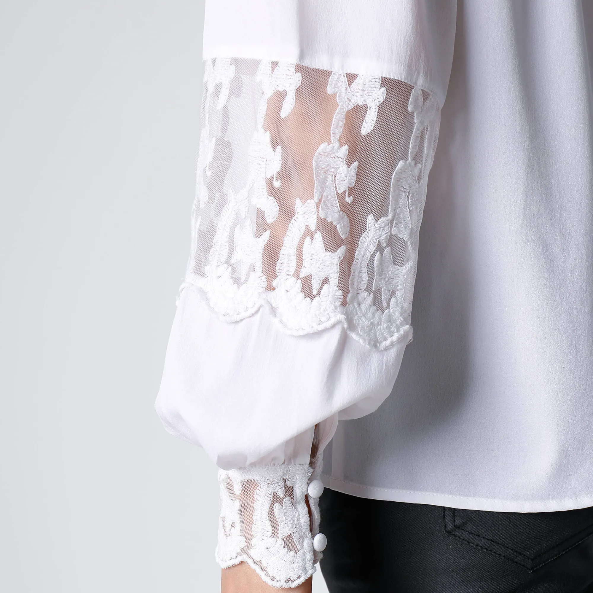 Feestoutfits Dames|Bloes En Tuniek<Blancheporte Bloes met kant en lange, bloezende mouwen gebroken wit