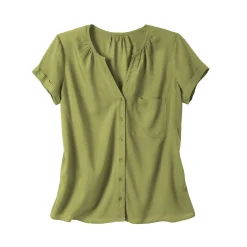 Bloes En Tuniek<Blancheporte Bloes met knoopsluiting in effen viscose, korte mouwen mosgroen