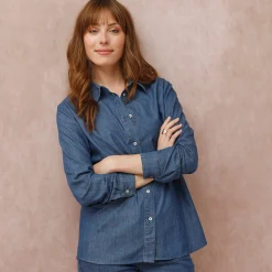 Bloes En Tuniek<Blancheporte Bloes met knoopsluiting in lichte jeans stone