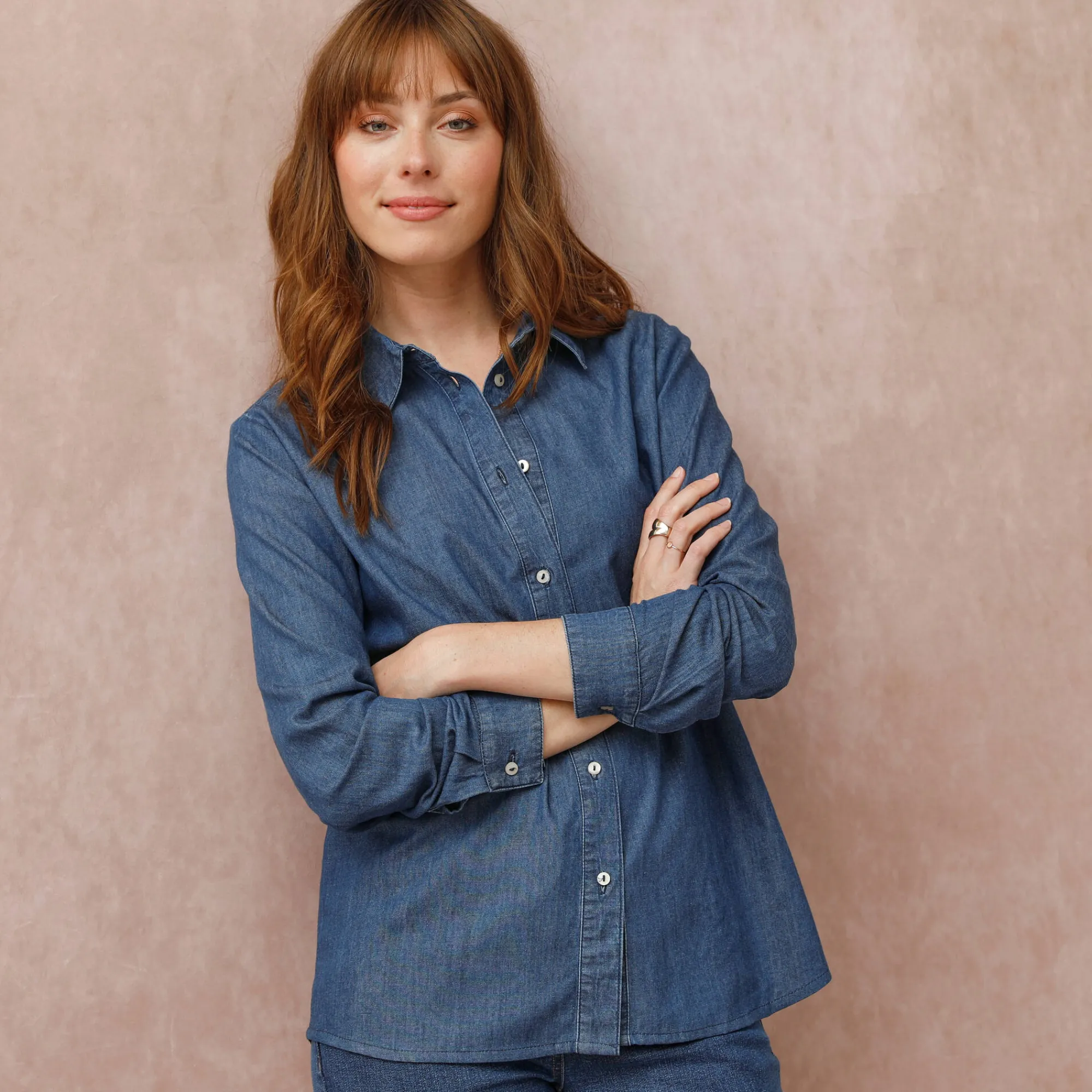 Bloes En Tuniek<Blancheporte Bloes met knoopsluiting in lichte jeans stone