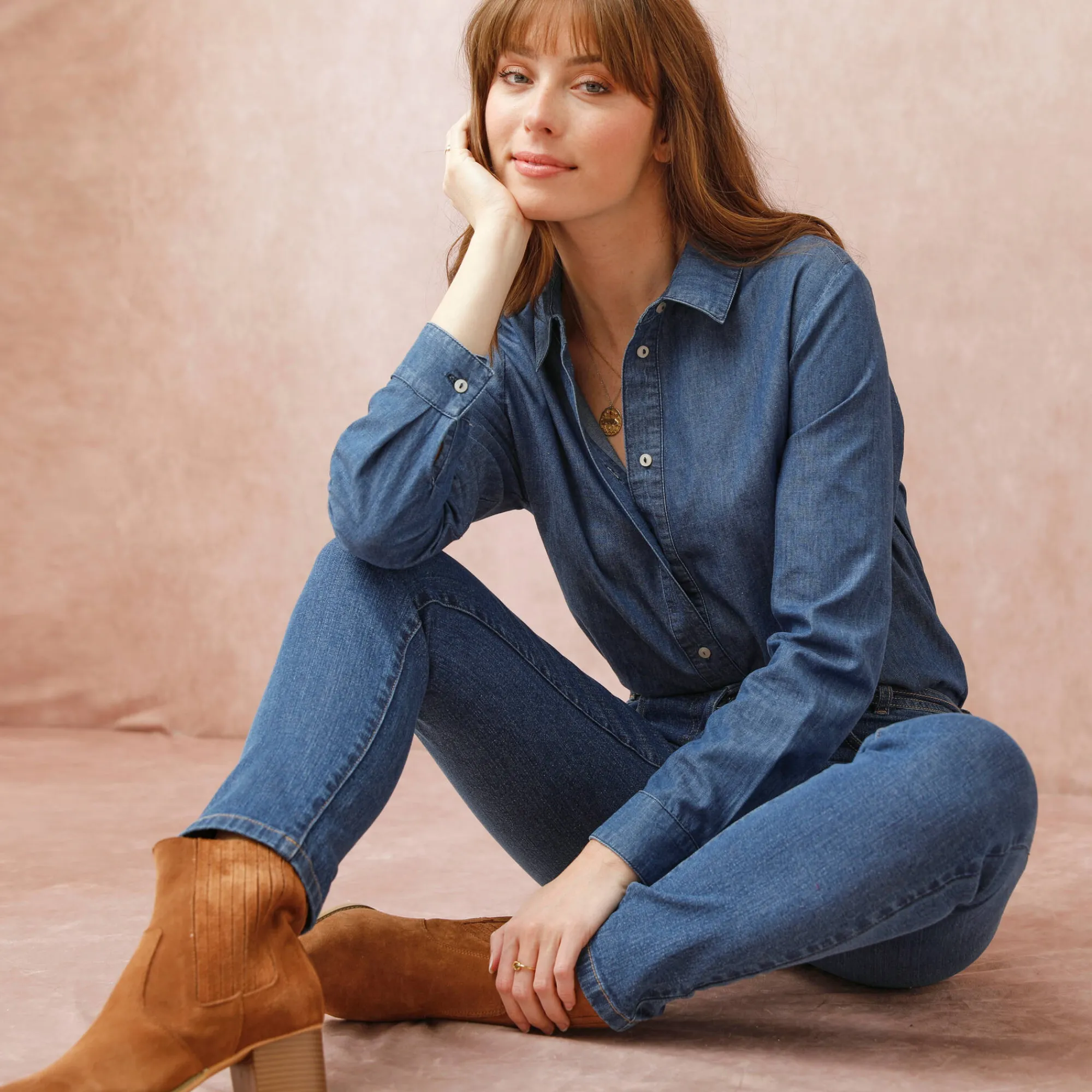Bloes En Tuniek<Blancheporte Bloes met knoopsluiting in lichte jeans stone