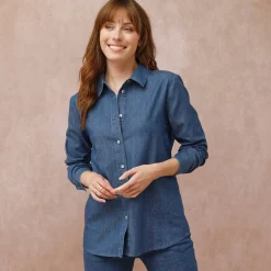Bloes En Tuniek<Blancheporte Bloes met knoopsluiting in lichte jeans stone