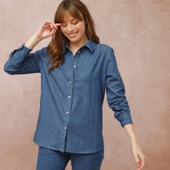Bloes En Tuniek<Blancheporte Bloes met knoopsluiting in lichte jeans stone