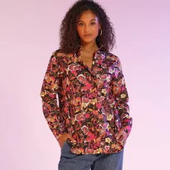 Bloes En Tuniek<Blancheporte Bloes met knoopsluiting met bloemenprint, gerecycleerd polyester(**) zwart / fuchsia