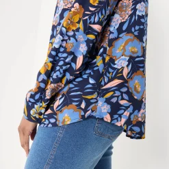 Bloes En Tuniek<Blancheporte Bloes met knoopsluiting met bloemenprint, gerecycleerd polyester(**) blauw / kerrie