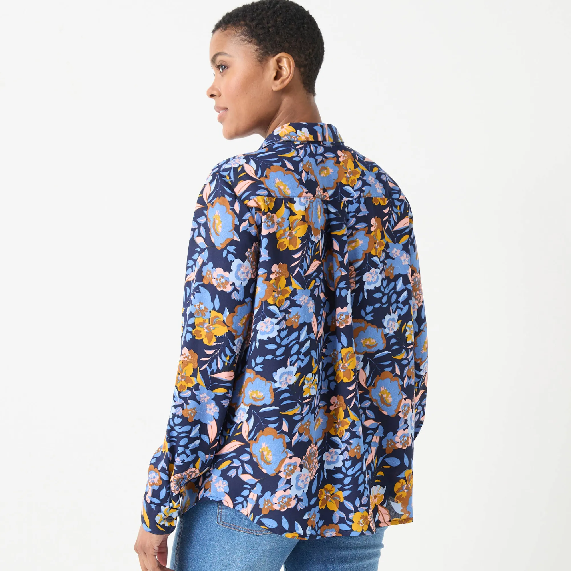 Bloes En Tuniek<Blancheporte Bloes met knoopsluiting met bloemenprint, gerecycleerd polyester(**) blauw / kerrie