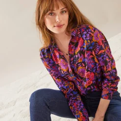 Bloes En Tuniek<Blancheporte Bloes met knoopsluiting met bloemenprint, gerecycleerd polyester(**) zwart / paars