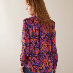 Bloes En Tuniek<Blancheporte Bloes met knoopsluiting met bloemenprint, gerecycleerd polyester(**) zwart / paars