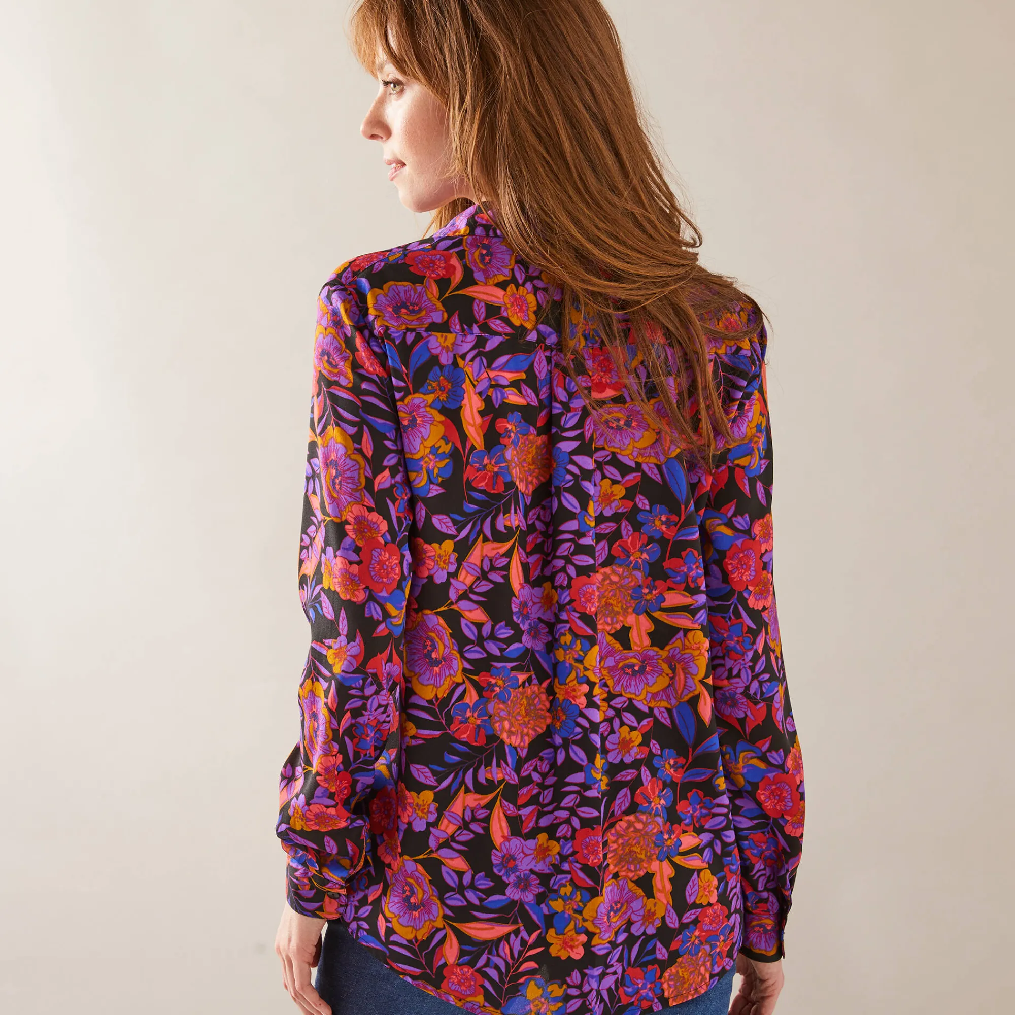 Bloes En Tuniek<Blancheporte Bloes met knoopsluiting met bloemenprint, gerecycleerd polyester(**) zwart / paars