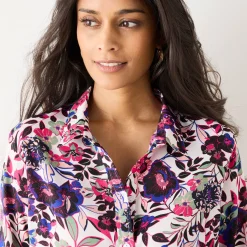 Bloes En Tuniek<Blancheporte Bloes met knoopsluiting met bloemenprint, gerecycleerd polyester(**) ecru / roze