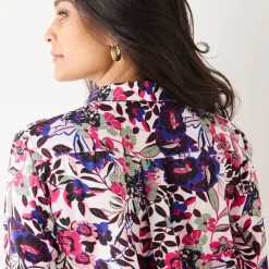 Bloes En Tuniek<Blancheporte Bloes met knoopsluiting met bloemenprint, gerecycleerd polyester(**) ecru / roze