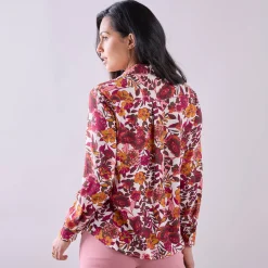 Bloes En Tuniek<Blancheporte Bloes met knoopsluiting met bloemenprint, gerecycleerd polyester(**) ecru / pruim