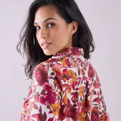 Bloes En Tuniek<Blancheporte Bloes met knoopsluiting met bloemenprint, gerecycleerd polyester(**) ecru / pruim