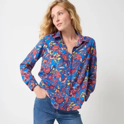 Bloes En Tuniek<Blancheporte Bloes met knoopsluiting met bloemenprint, gerecycleerd polyester(**) blauw / roze