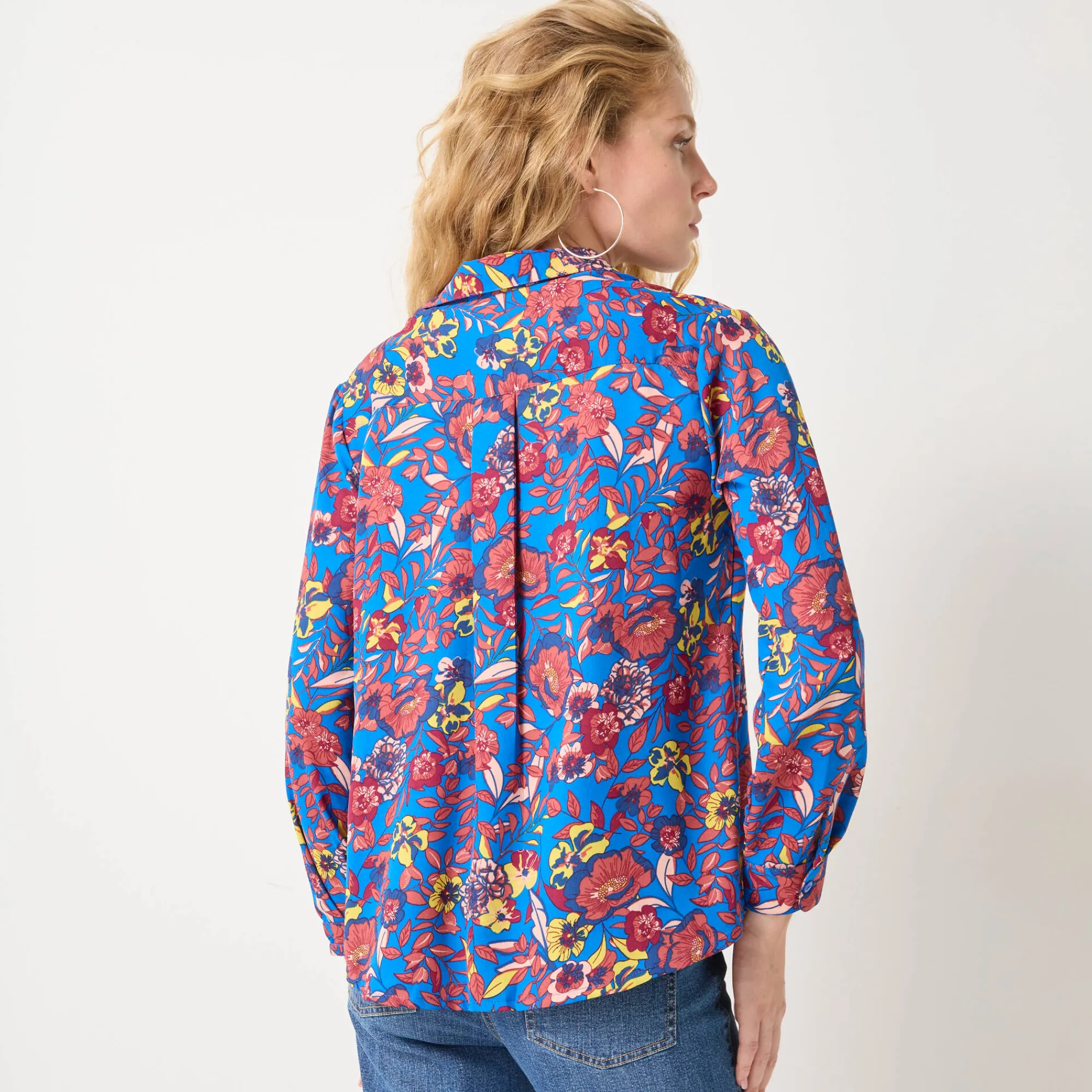 Bloes En Tuniek<Blancheporte Bloes met knoopsluiting met bloemenprint, gerecycleerd polyester(**) blauw / roze