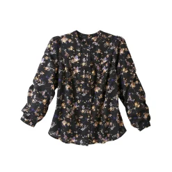 Bloes En Tuniek<Blancheporte Bloes met knopen en ronde hals, bloemenprint zwart / honing