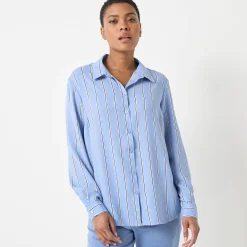 Bloes En Tuniek<Blancheporte Bloes met knopen en strepenprint grijsblauw