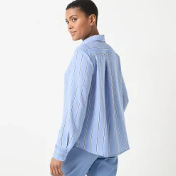 Bloes En Tuniek<Blancheporte Bloes met knopen en strepenprint grijsblauw