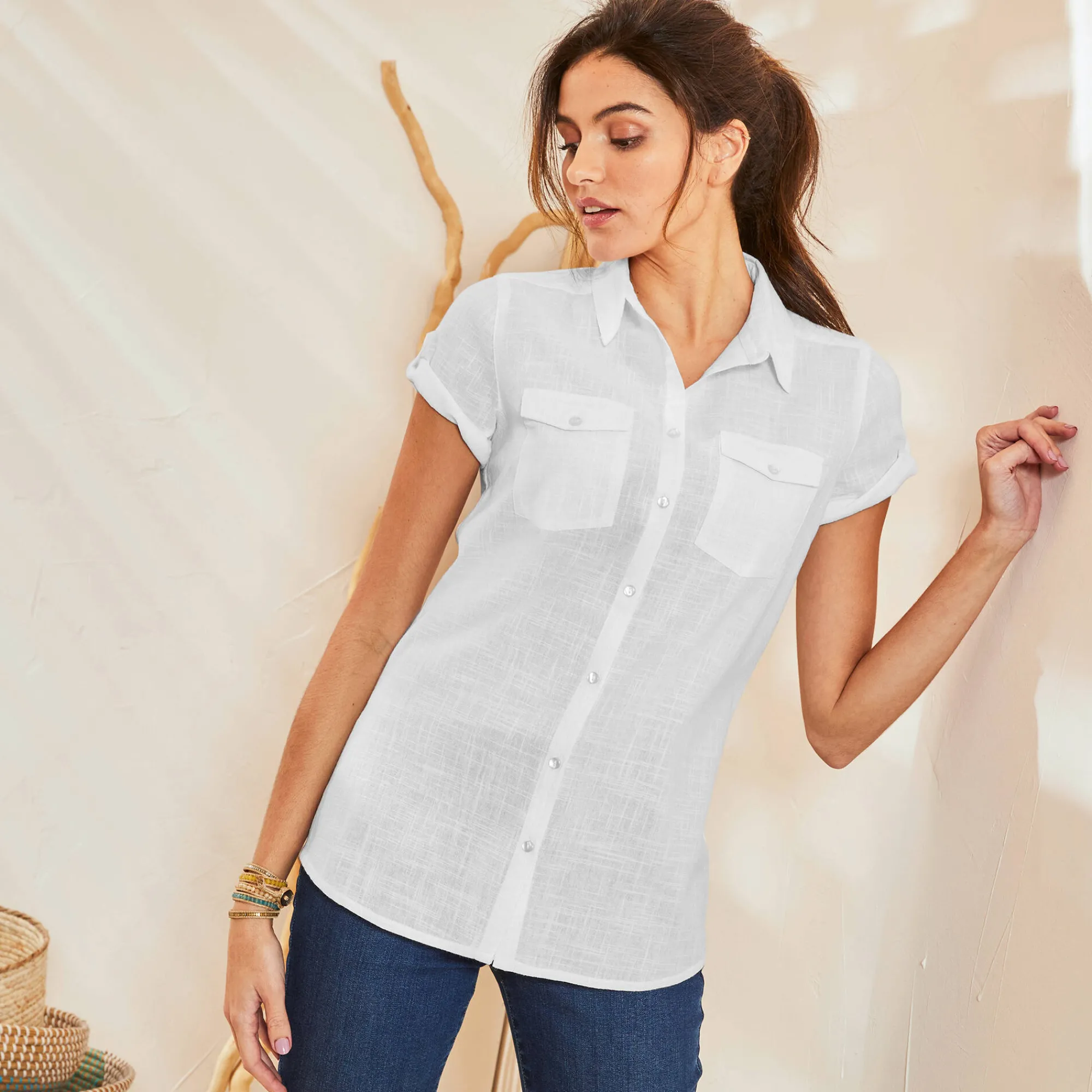 Bloes En Tuniek<Blancheporte Bloes met korte mouwen wit