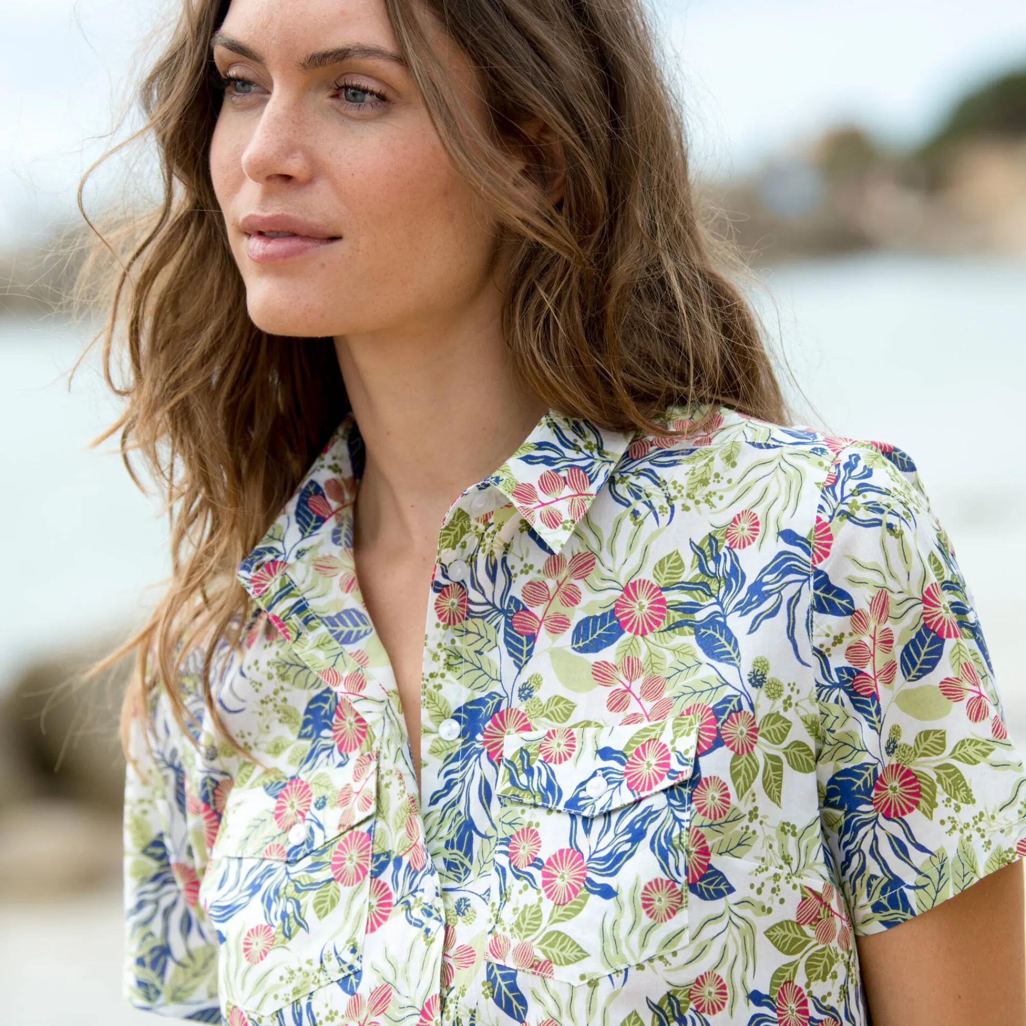 Bloes En Tuniek<Blancheporte Bloes met korte mouwen en bloemenprint wit / groen