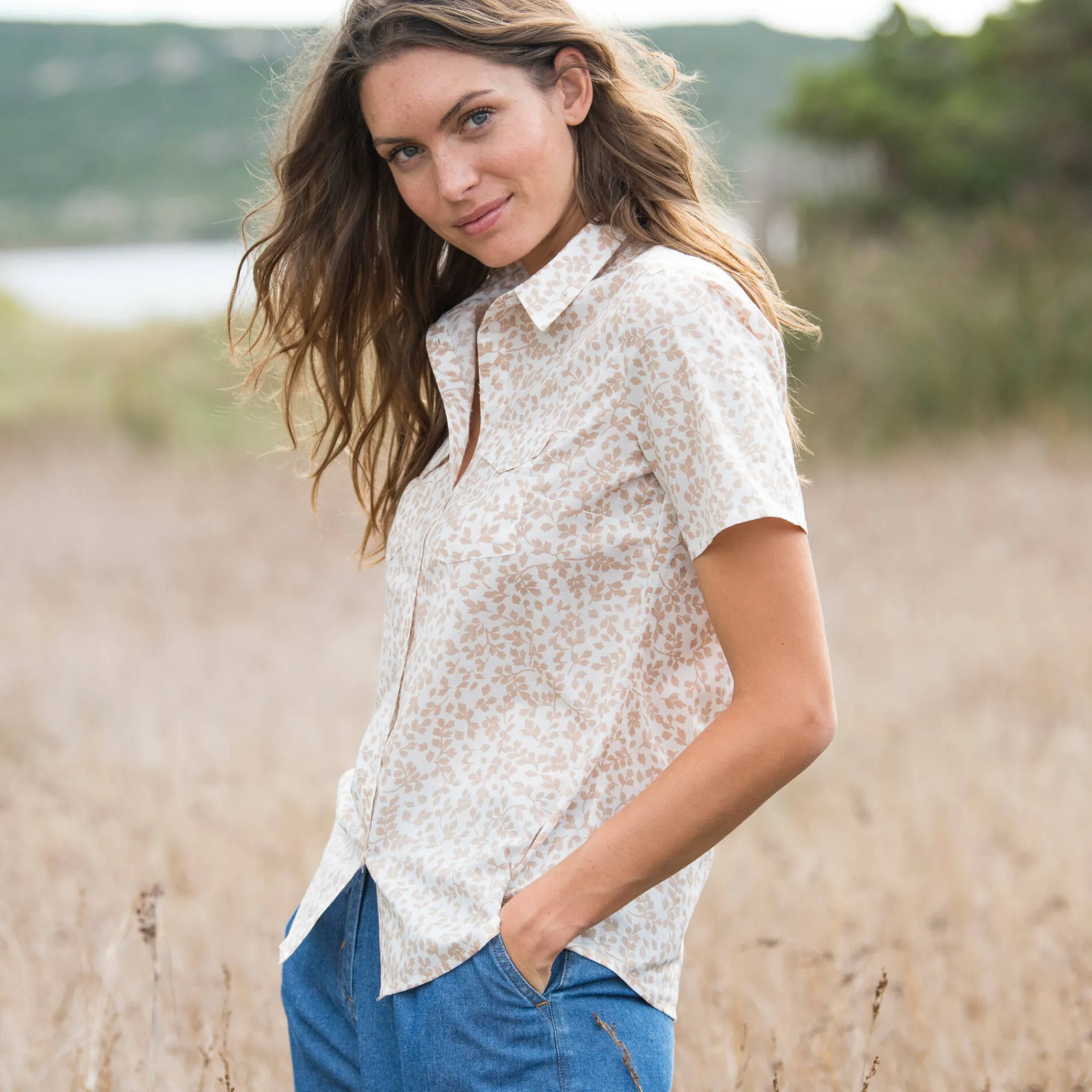 Bloes En Tuniek<Blancheporte Bloes met korte mouwen en tweekleurige print wit / beige