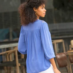 Bloes En Tuniek<Blancheporte Bloes met macramé en 3/4-mouwen blauw