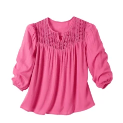 Bloes En Tuniek<Blancheporte Bloes met macramé en 3/4-mouwen roze