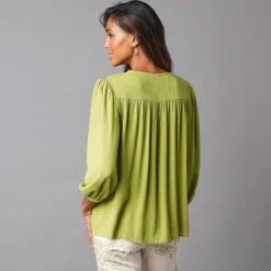 Bloes En Tuniek<Blancheporte Bloes met macramé en 3/4-mouwen mosgroen