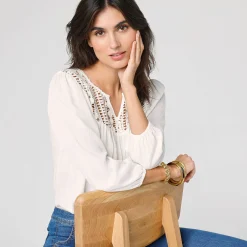 Bloes En Tuniek<Blancheporte Bloes met macramé en 3/4-mouwen ecru