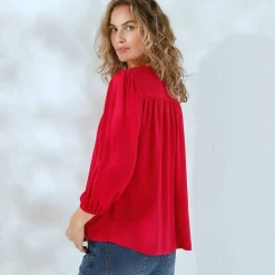 Bloes En Tuniek<Blancheporte Bloes met macramé en 3/4-mouwen framboos