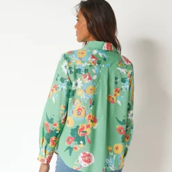Bloes En Tuniek<Blancheporte Bloes met maxi bloemenprint, katoen groen / veelkleurig