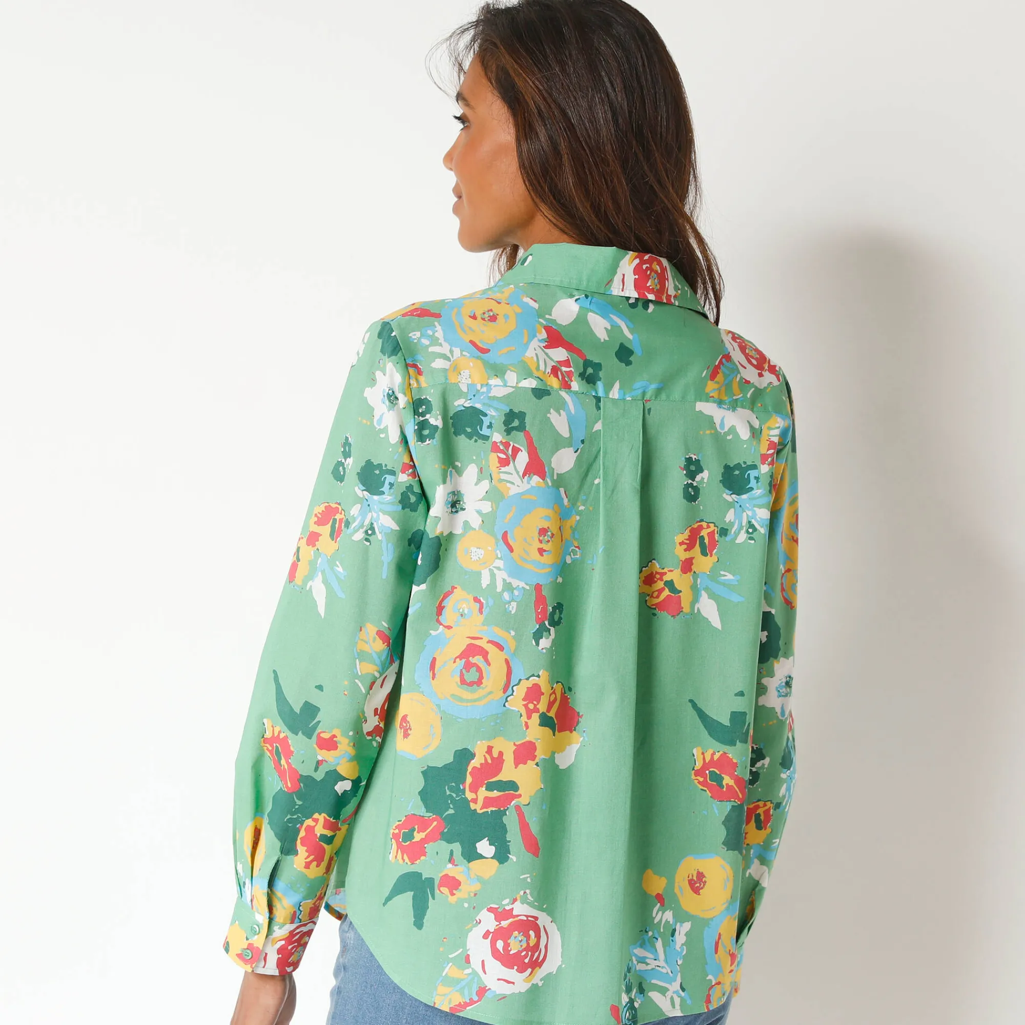 Bloes En Tuniek<Blancheporte Bloes met maxi bloemenprint, katoen groen / veelkleurig