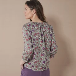Bloes En Tuniek<Blancheporte Bloes met 3/4-mouwen en bloemenprint kaki / koraal