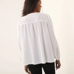 Feestoutfits Dames|Bloes En Tuniek<Blancheporte Bloes met pasje in geschulpt macramé, bloezende mouwen gebroken wit