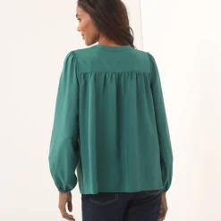 Bloes En Tuniek<Blancheporte Bloes met pasje in geschulpt macramé, bloezende mouwen groen