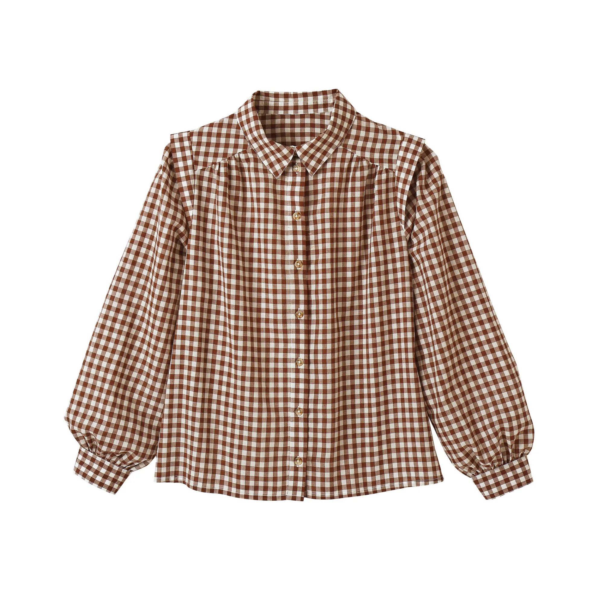 Bloes En Tuniek<Blancheporte Bloes met ruitjes, kleine lengtes chocolade