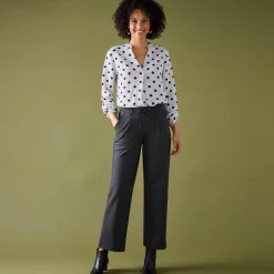 Bloes En Tuniek<Blancheporte Bloes met stippenprint en Tunesische hals, crêpe ecru / zwart