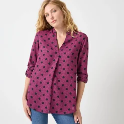 Bloes En Tuniek<Blancheporte Bloes met stippenprint en Tunesische hals, crêpe violine / zwart