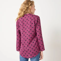 Bloes En Tuniek<Blancheporte Bloes met stippenprint en Tunesische hals, crêpe violine / zwart