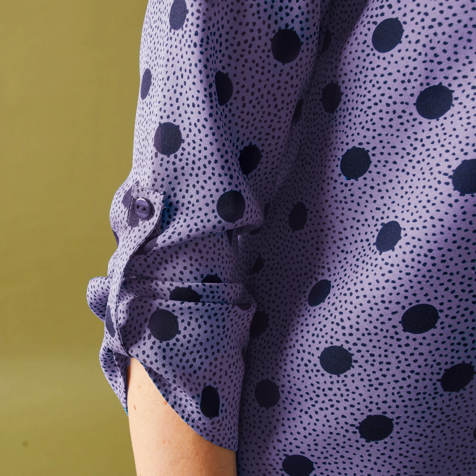 Bloes En Tuniek<Blancheporte Bloes met stippenprint en Tunesische hals, crêpe parma / marine