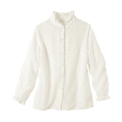 Feestoutfits Dames|Bloes En Tuniek<Blancheporte Bloes met stroken op en opstaande kraag, kant ecru