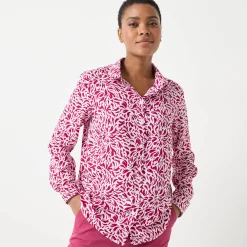 Bloes En Tuniek<Blancheporte Bloes met tweekleurige print, crêpe ecru / pruim
