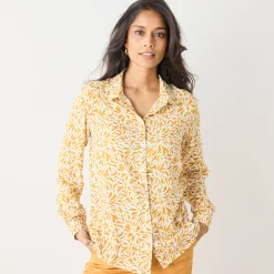 Bloes En Tuniek<Blancheporte Bloes met tweekleurige print, crêpe ecru / kerrie