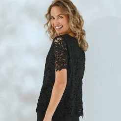 Bloes En Tuniek<Blancheporte Bloes met V-hals, volledig in macramé zwart