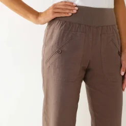 Broek<Blancheporte Bloezende broek met elastische taille, linnen-katoen marron glacé