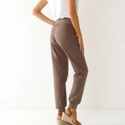 Broek<Blancheporte Bloezende broek met elastische taille, linnen-katoen marron glacé