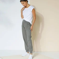 Broek<Blancheporte Bloezende broek met elastische taille, linnen-katoen bronskleur
