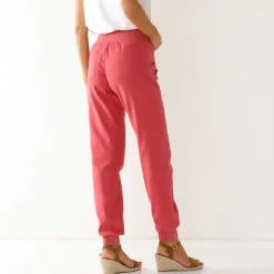 Broek<Blancheporte Bloezende broek met elastische taille, linnen-katoen framboos