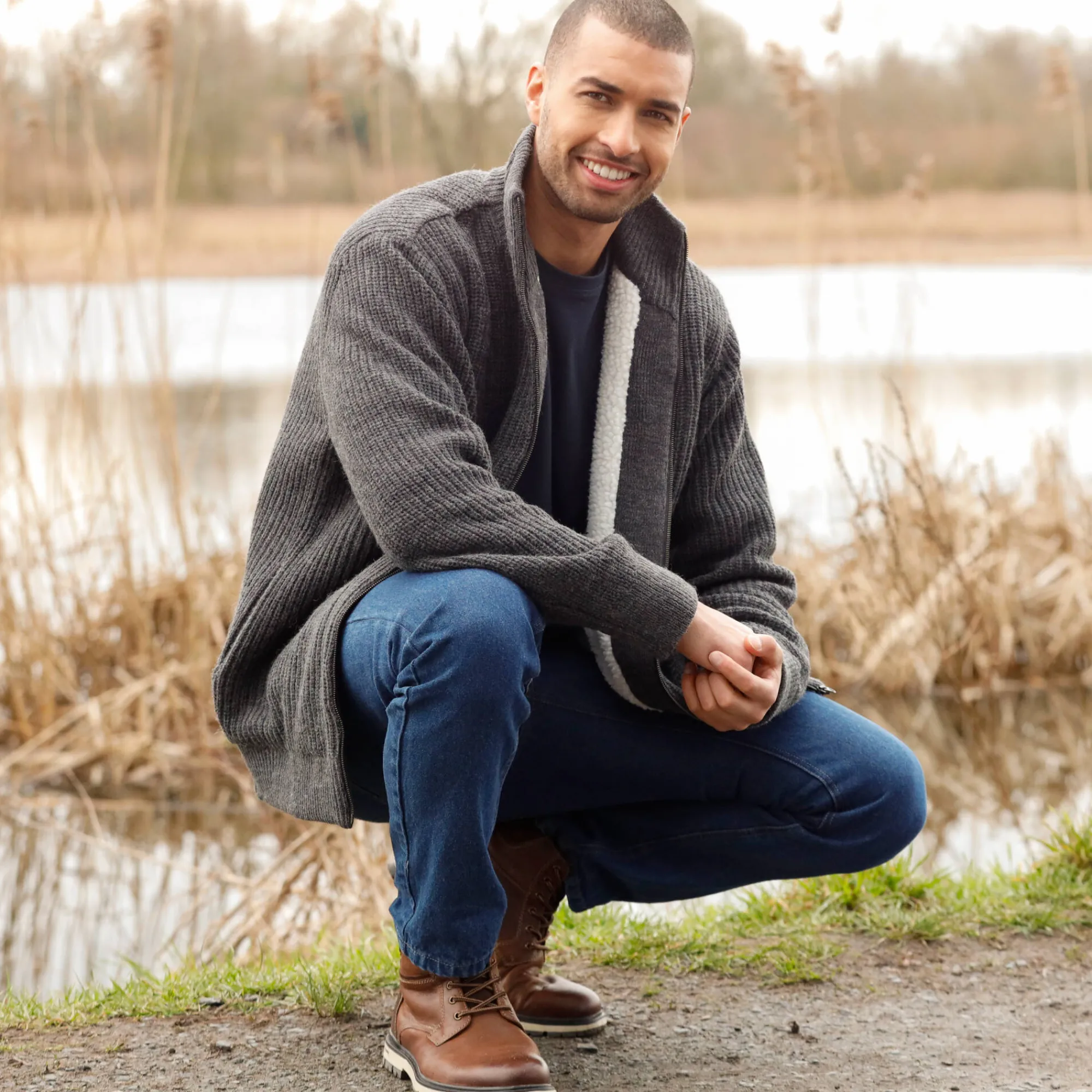 Trui En Vest<Blancheporte Blouson in patentsteek met warme voering antracietgrijs